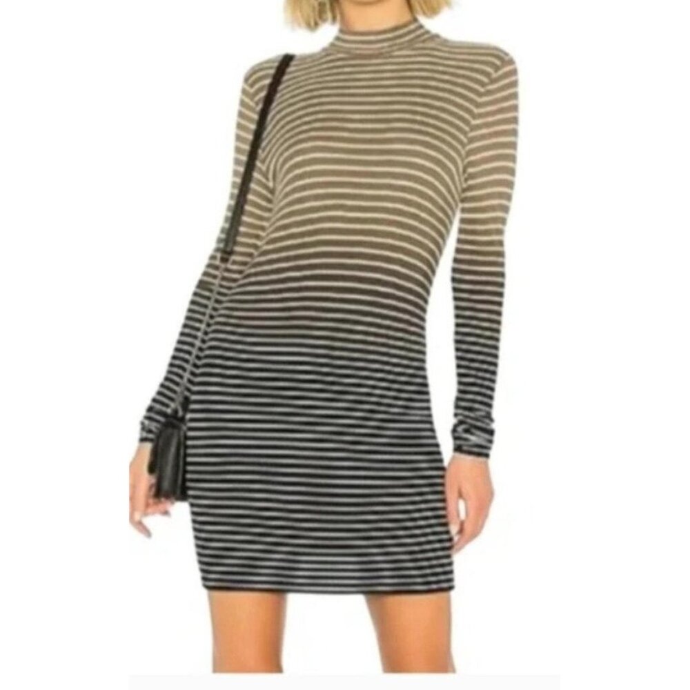 ATM‎ Anthony Thomas Melillo Dress Size XS Xsmall NWT Black Combo Dip Dye Striped